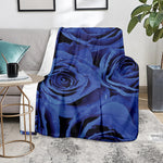 Royal Blue Rose Print Blanket