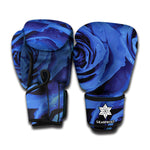 Royal Blue Rose Print Boxing Gloves