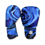 Royal Blue Rose Print Boxing Gloves