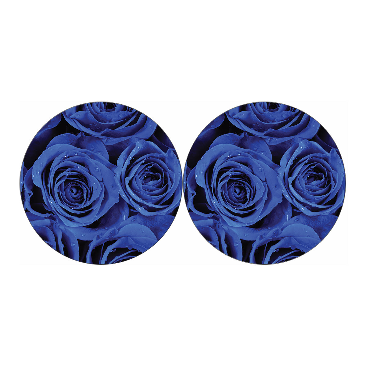 Royal Blue Rose Print Car Coasters