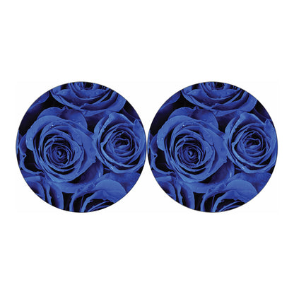 Royal Blue Rose Print Car Coasters
