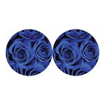 Royal Blue Rose Print Car Coasters