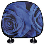 Royal Blue Rose Print Car Headrest Covers