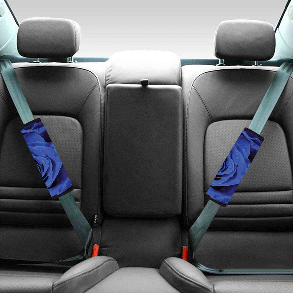 Royal Blue Rose Print Car Seat Belt Covers