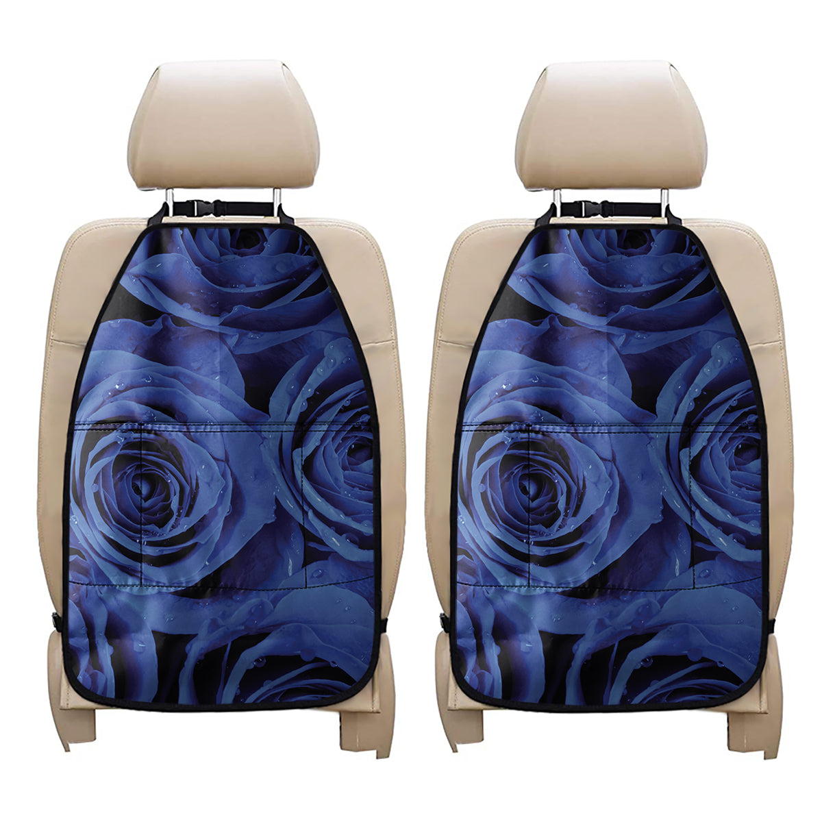 Royal Blue Rose Print Car Seat Organizers