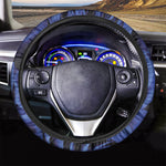 Royal Blue Rose Print Car Steering Wheel Cover