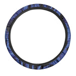 Royal Blue Rose Print Car Steering Wheel Cover