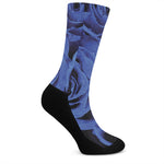 Royal Blue Rose Print Crew Socks
