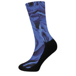 Royal Blue Rose Print Crew Socks