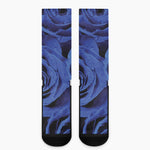 Royal Blue Rose Print Crew Socks