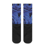 Royal Blue Rose Print Crew Socks