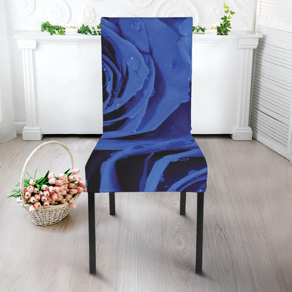 Royal Blue Rose Print Dining Chair Slipcover