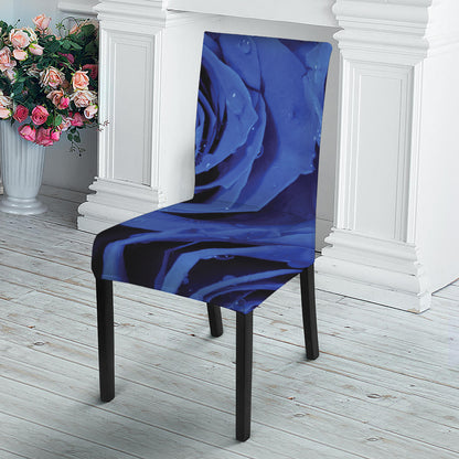 Royal Blue Rose Print Dining Chair Slipcover
