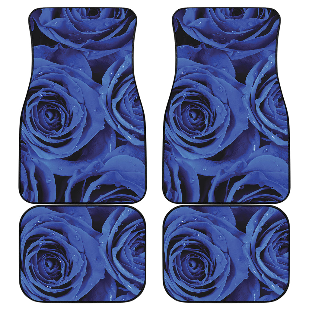 Royal Blue Rose Print Front and Back Car Floor Mats