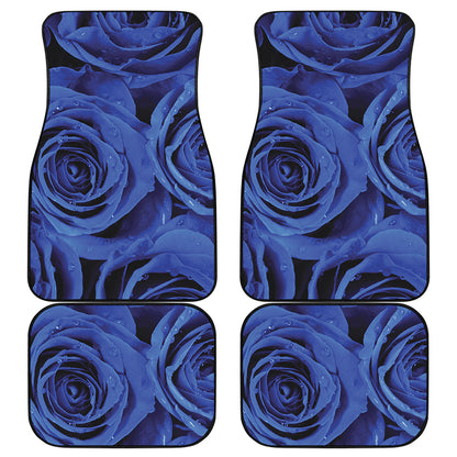 Royal Blue Rose Print Front and Back Car Floor Mats