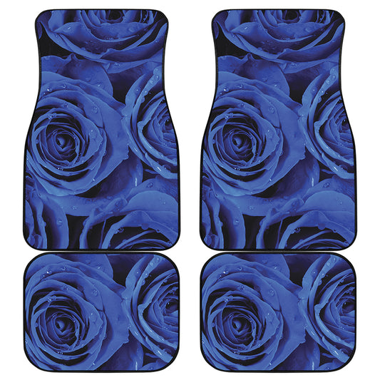 Royal Blue Rose Print Front and Back Car Floor Mats