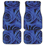 Royal Blue Rose Print Front and Back Car Floor Mats