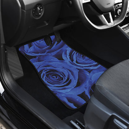Royal Blue Rose Print Front and Back Car Floor Mats
