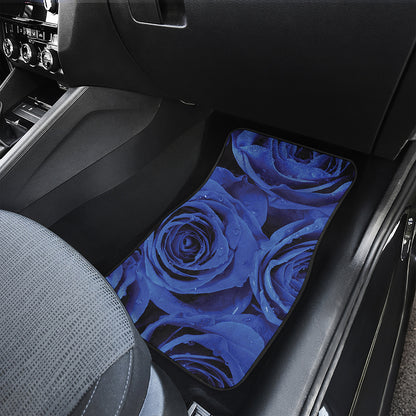 Royal Blue Rose Print Front and Back Car Floor Mats