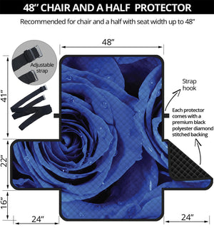 Royal Blue Rose Print Half Sofa Protector