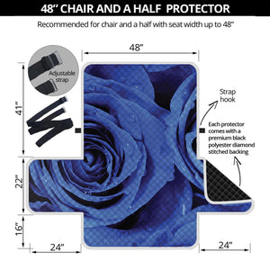 Royal Blue Rose Print Half Sofa Protector