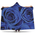 Royal Blue Rose Print Hooded Blanket