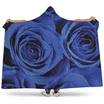 Royal Blue Rose Print Hooded Blanket