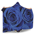 Royal Blue Rose Print Hooded Blanket