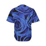 Royal Blue Rose Print Men's Baseball Jersey