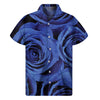 Royal Blue Rose Print Men's Short Sleeve Shirt