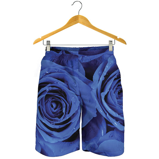 Royal Blue Rose Print Men's Shorts