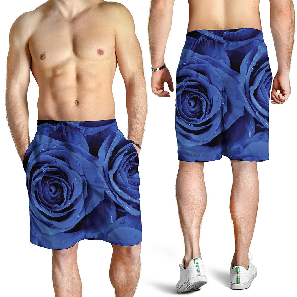Royal Blue Rose Print Men's Shorts