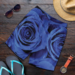 Royal Blue Rose Print Men's Shorts
