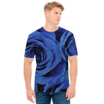 Royal Blue Rose Print Men's T-Shirt