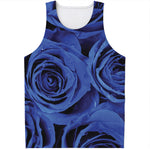 Royal Blue Rose Print Men's Tank Top