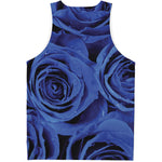 Royal Blue Rose Print Men's Tank Top