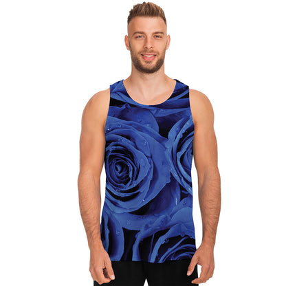 Royal Blue Rose Print Men's Tank Top