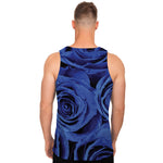 Royal Blue Rose Print Men's Tank Top