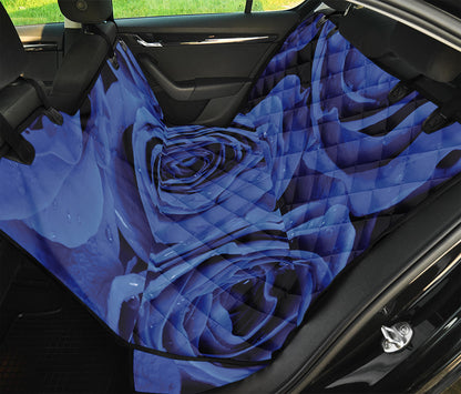 Royal Blue Rose Print Pet Car Back Seat Cover