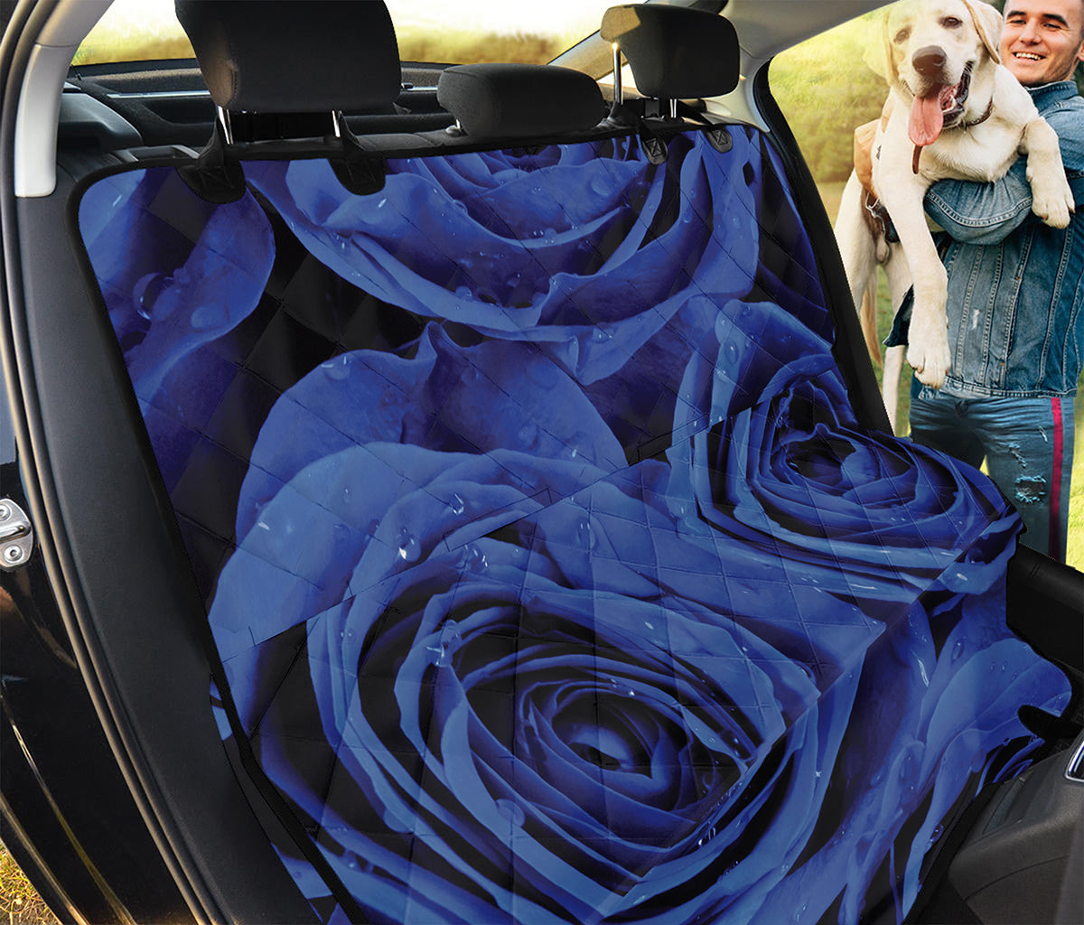 Royal Blue Rose Print Pet Car Back Seat Cover