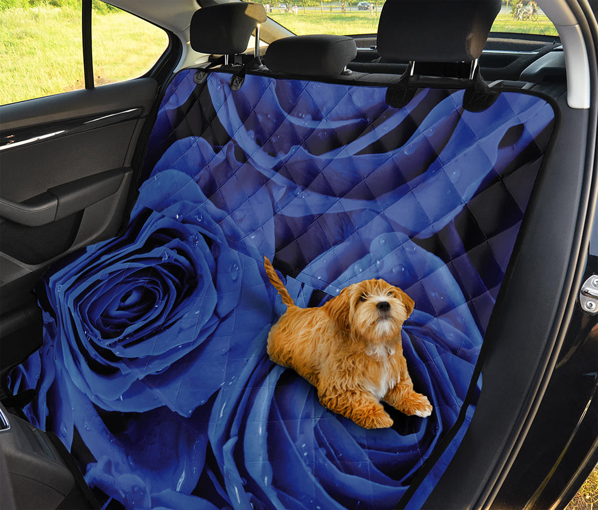 Royal Blue Rose Print Pet Car Back Seat Cover