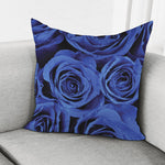 Royal Blue Rose Print Pillow Cover