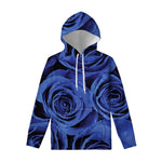 Royal Blue Rose Print Pullover Hoodie