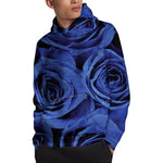 Royal Blue Rose Print Pullover Hoodie