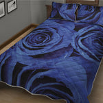 Royal Blue Rose Print Quilt Bed Set