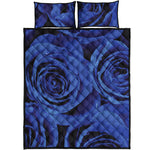 Royal Blue Rose Print Quilt Bed Set