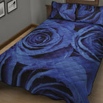 Royal Blue Rose Print Quilt Bed Set