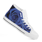 Royal Blue Rose Print White High Top Shoes