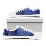 Royal Blue Rose Print White Low Top Shoes
