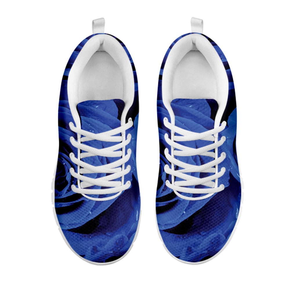 Royal Blue Rose Print White Sneakers